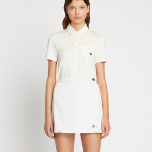 NWT Tory Burch white pleated wrap mini skirt M